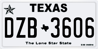 TX license plate DZB3606