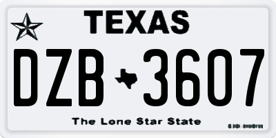TX license plate DZB3607