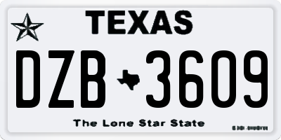 TX license plate DZB3609