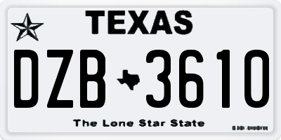 TX license plate DZB3610