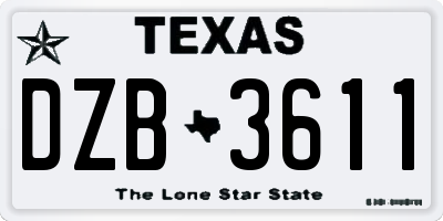 TX license plate DZB3611