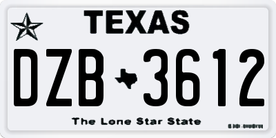 TX license plate DZB3612