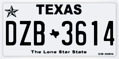 TX license plate DZB3614