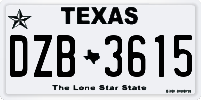 TX license plate DZB3615