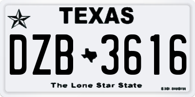 TX license plate DZB3616