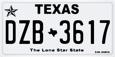 TX license plate DZB3617