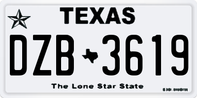 TX license plate DZB3619