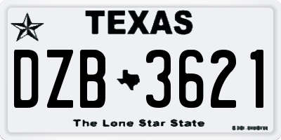 TX license plate DZB3621
