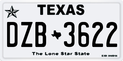 TX license plate DZB3622