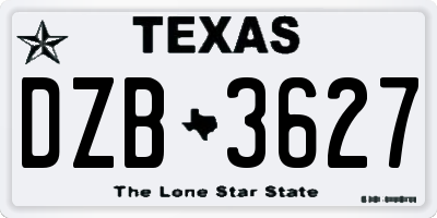 TX license plate DZB3627
