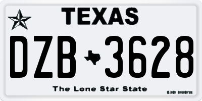 TX license plate DZB3628