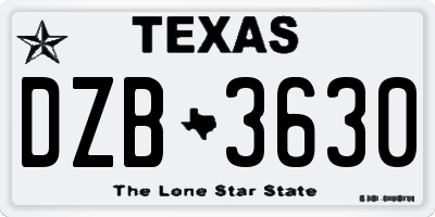 TX license plate DZB3630