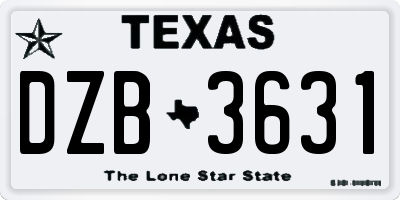 TX license plate DZB3631