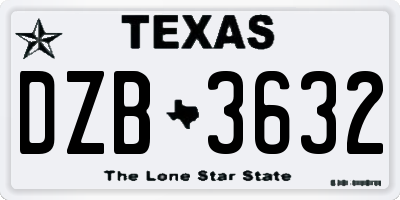 TX license plate DZB3632
