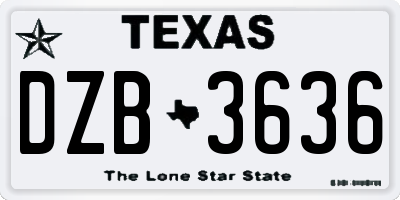 TX license plate DZB3636