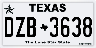 TX license plate DZB3638