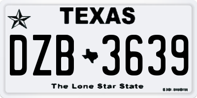 TX license plate DZB3639