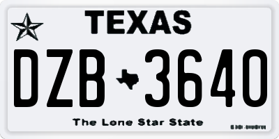 TX license plate DZB3640