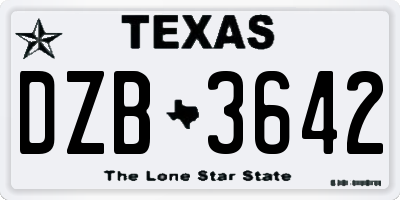 TX license plate DZB3642