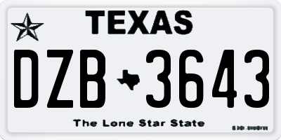 TX license plate DZB3643