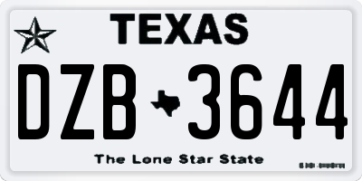 TX license plate DZB3644