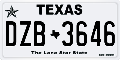 TX license plate DZB3646