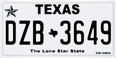 TX license plate DZB3649