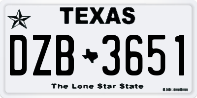 TX license plate DZB3651