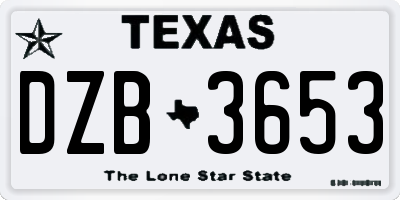 TX license plate DZB3653
