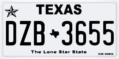 TX license plate DZB3655