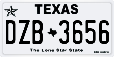 TX license plate DZB3656