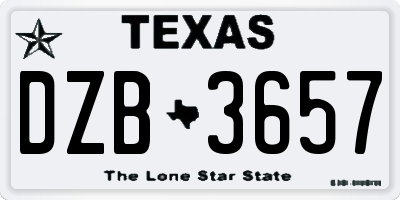 TX license plate DZB3657