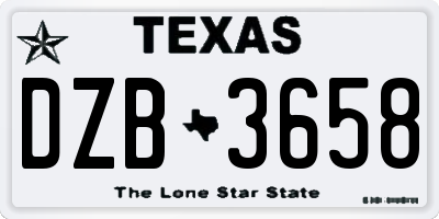 TX license plate DZB3658