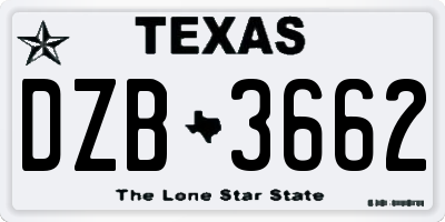 TX license plate DZB3662