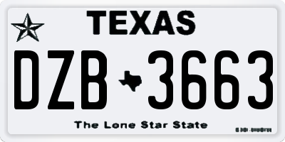 TX license plate DZB3663