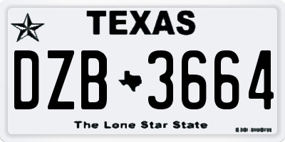 TX license plate DZB3664