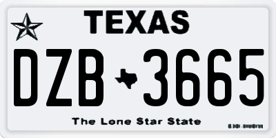 TX license plate DZB3665