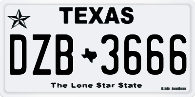 TX license plate DZB3666