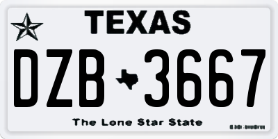 TX license plate DZB3667