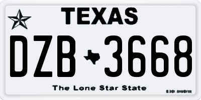 TX license plate DZB3668