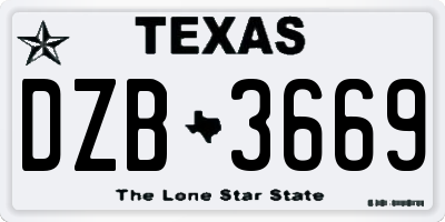 TX license plate DZB3669