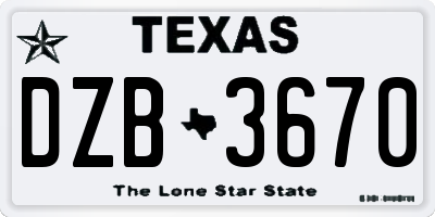TX license plate DZB3670