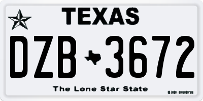 TX license plate DZB3672