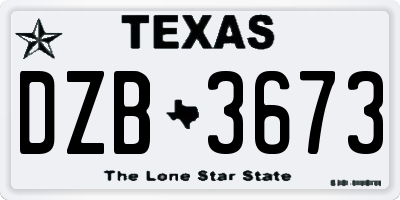 TX license plate DZB3673