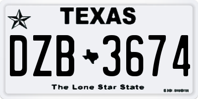 TX license plate DZB3674
