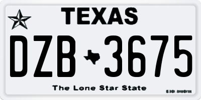 TX license plate DZB3675