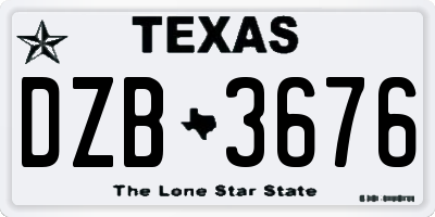 TX license plate DZB3676