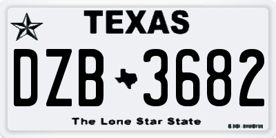 TX license plate DZB3682