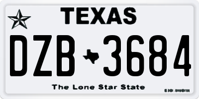 TX license plate DZB3684