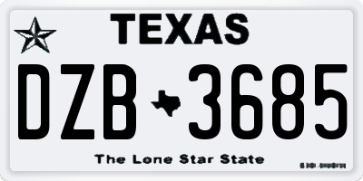 TX license plate DZB3685